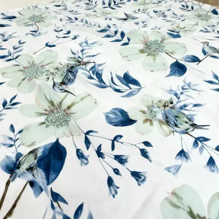 Plain weave four-sided elastic fabric, 95% polyester, 5% spandex, ink-wash flower and bird print, moderate four-sided elasticity, smooth and wear-resistant, factory direct supply, minimum order length 50 meters, preferred fabric for fashion dresses and skirts Plain weave four-sided elastic fabric, 95% polyester, 5% spandex, ink-wash flower and bird print, moderate four-sided elasticity, smooth and wear-resistant, factory direct supply, minimum order length 50 meters, preferred fabric for fashion dresses and skirts